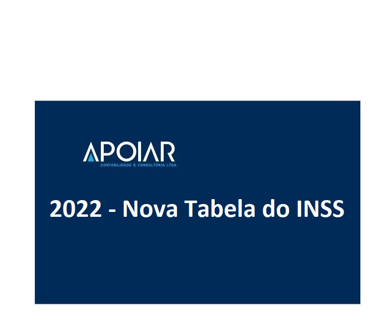 NOVA TABELA DO INSS PARA 2022