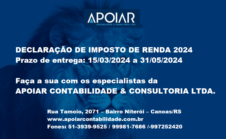 É HORA DE FAZER A DECLARAÇÃO DE IMPOSTO DE RENDA!