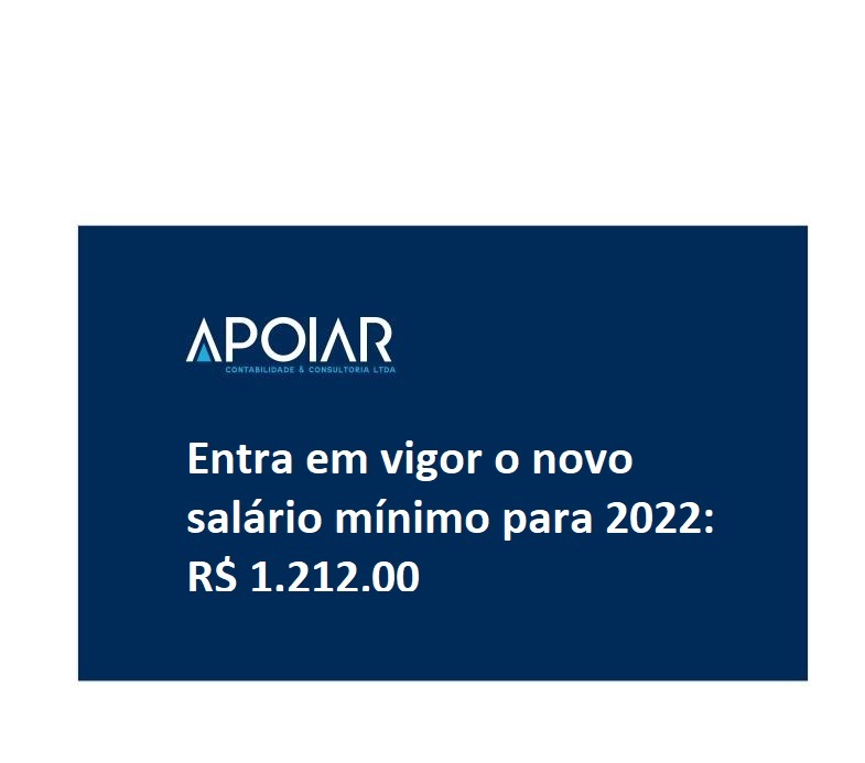 2022 - Novo Salário Mínimo